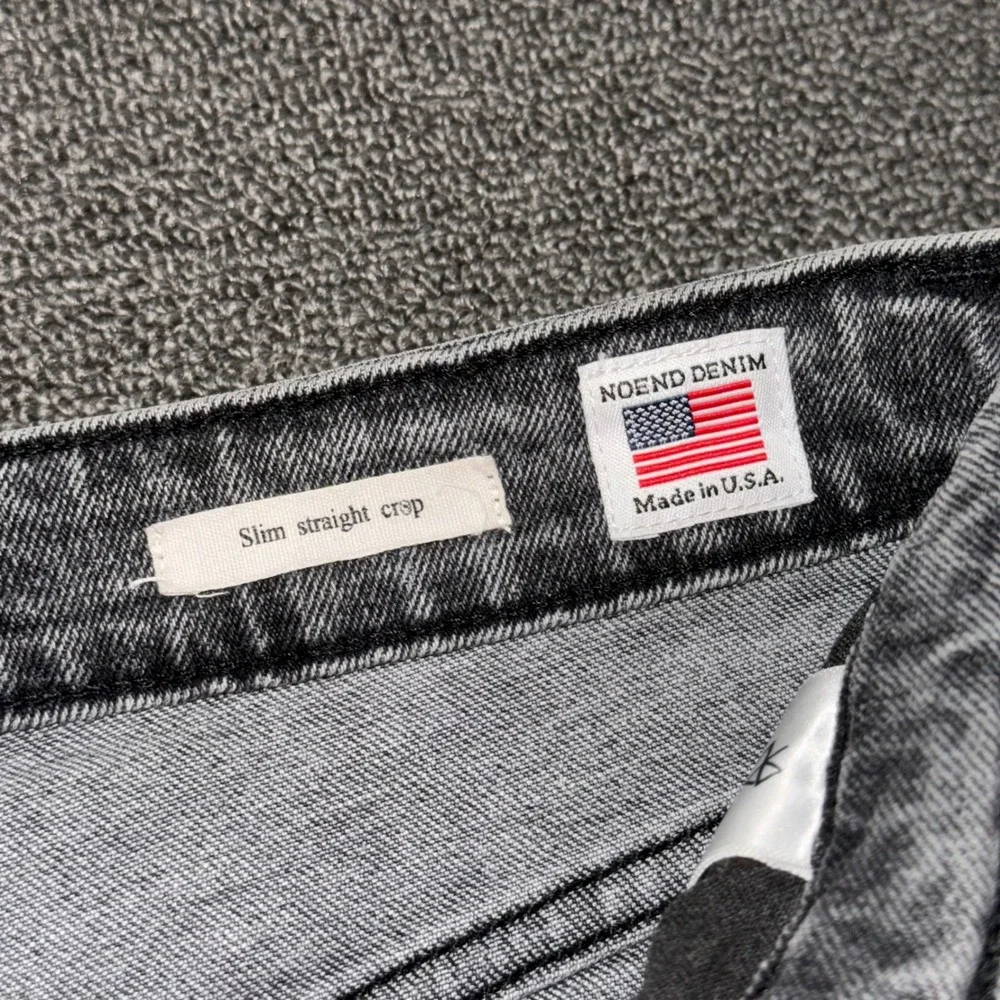 NOEND Denim Slim Straight Crop Jeans Washed Black Grey Made in USA Sz 28 Casual
